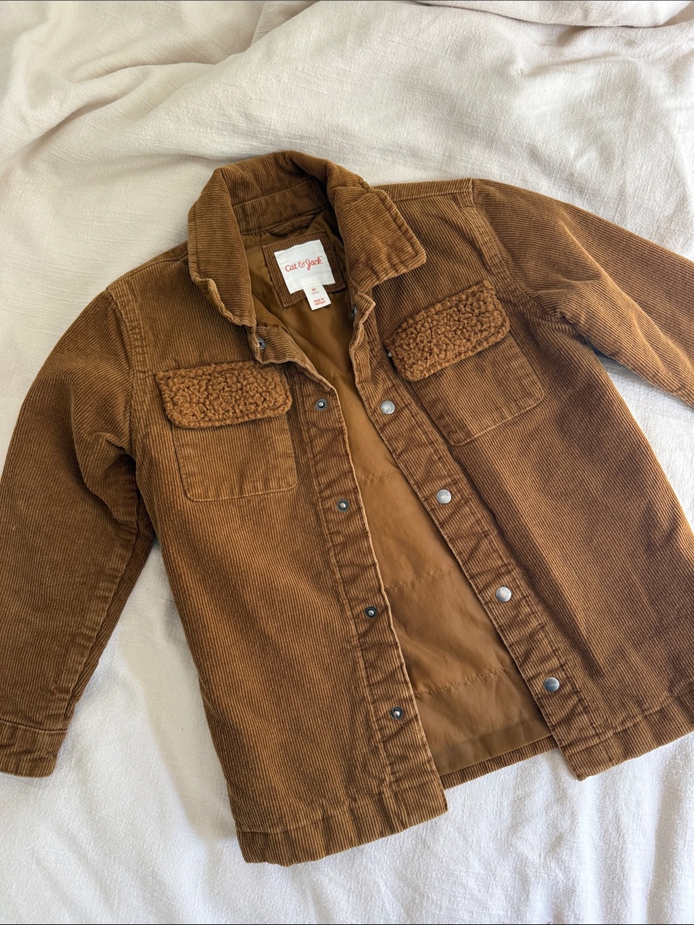 Cat & Jack Kids' Corduroy Jacket with Sherpa-Flap Pockets - Brown 5T